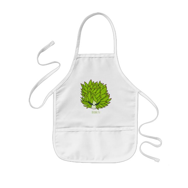 Leaf slug cartoon illustration kids apron (Front)