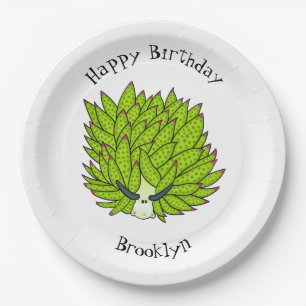 Leaf slug cartoon illustration paper plate