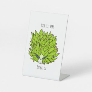 Leaf slug cartoon illustration pedestal sign