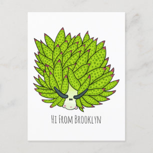 Leaf slug cartoon illustration postcard