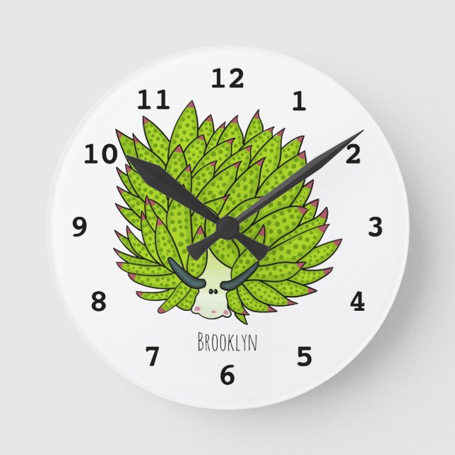 Leaf slug cartoon illustration round clock (Front)
