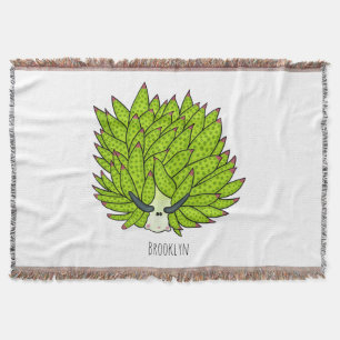 Leaf slug cartoon illustration throw blanket