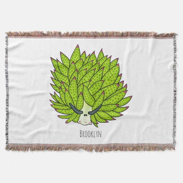 Leaf slug cartoon illustration throw blanket (Front)