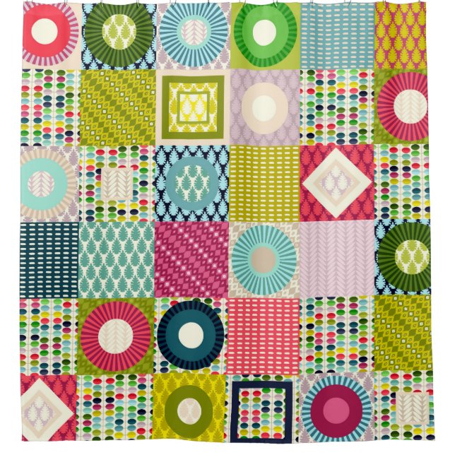 leaf squares shower curtain (Front)