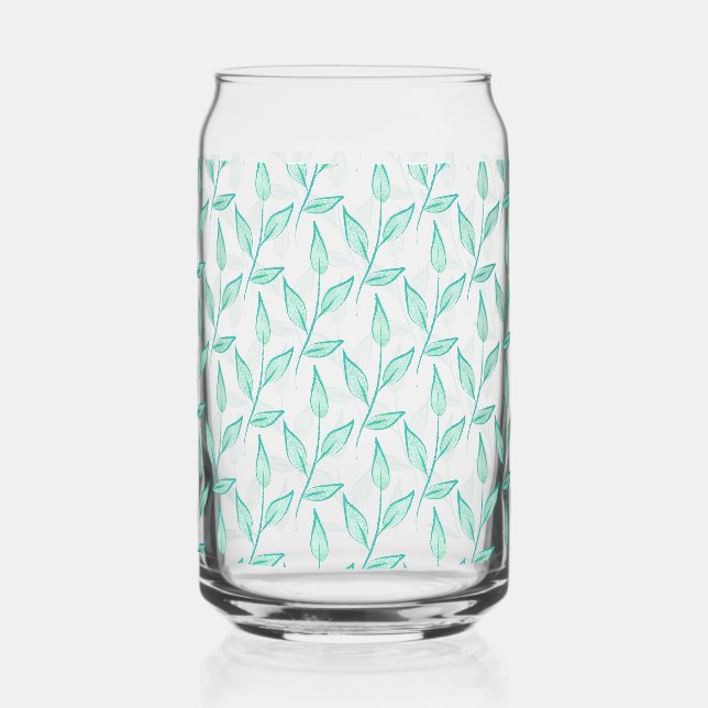 leaf stems intertwining into a pattern can glass (Front)