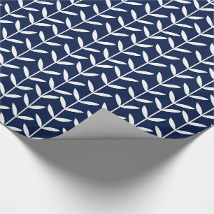Leaf Stems - White on Blue 001744 Wrapping Paper