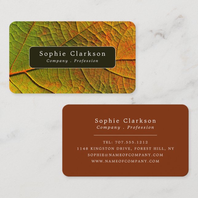 Leaf Veins, Rustic Business Card (Front/Back)