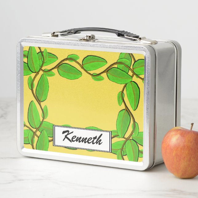 Leaf Vine Border by Kenneth Yoncich Metal Lunch Box (In Situ)