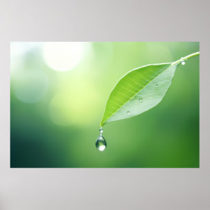 Leaf Water Drop Nature Serene Tranquil  Poster