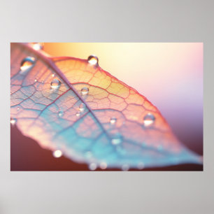 Leaf Water Drop Nature Serene Tranquil  Poster