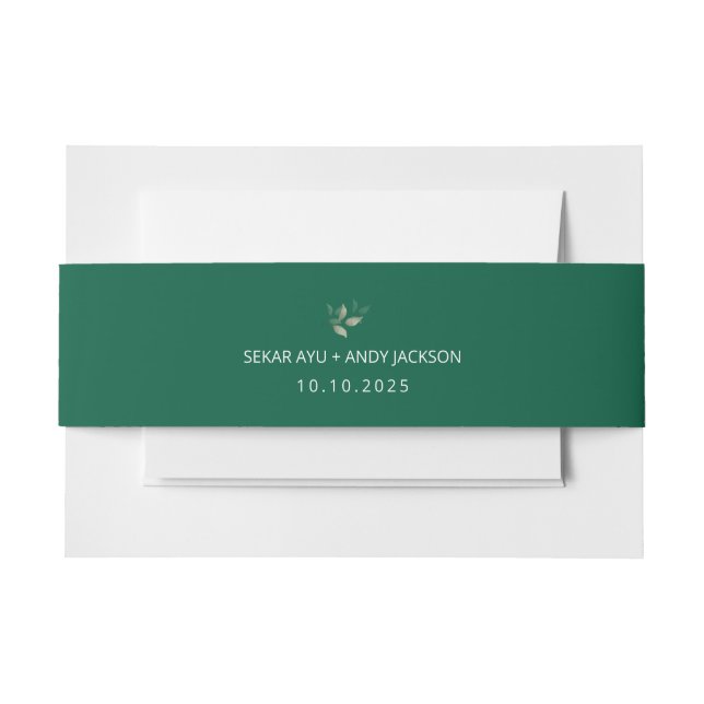 Leaf watercolor invitation belly band (Front Example)