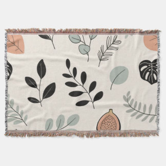 Leaf Whisper – Minimal Botanical Line Art Blanket