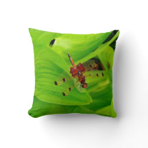Leaf with red dragonfly, almost solid green pillow