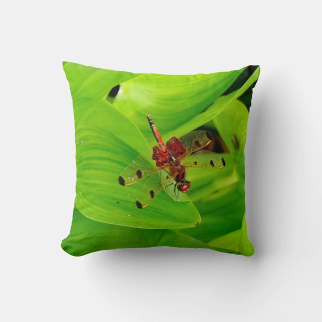 Leaf with red dragonfly, almost solid green pillow (Front)
