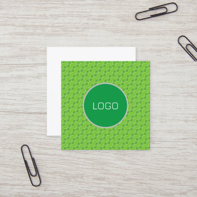 Leaf with water drops pattern square business card (Front/Back In Situ)