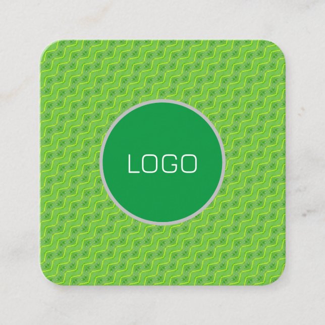 Leaf with water drops pattern square business card (Front)