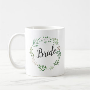 Leaf Wreath Botanical Greenery   Bride Coffee Mug