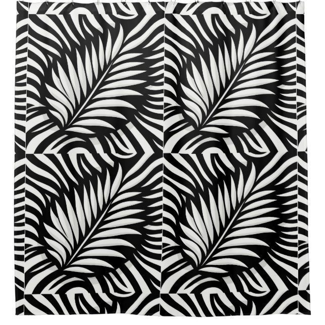 Leaf Zebra Stripes style  Shower Curtain (Front)
