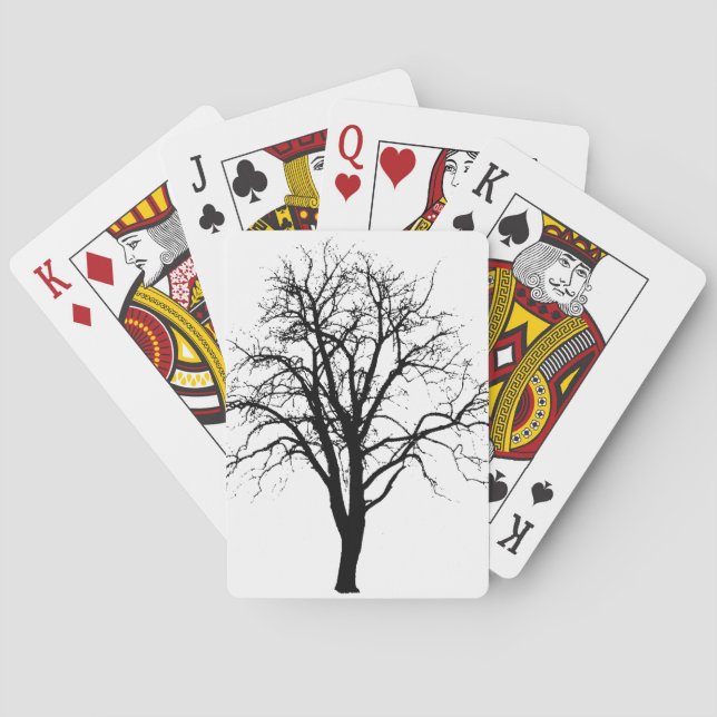 Leafless Tree In Winter Silhouette Playing Cards (Back)