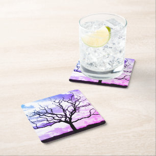 Leafless Tree Square Paper Coaster