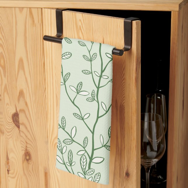 Leafline Spread Green Tea Towel (Thirds Fold)