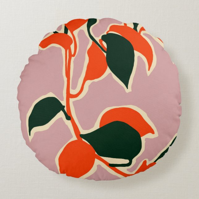 Leafy Abstraction Round Cushion (Front)