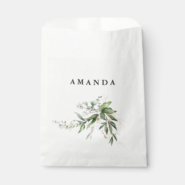 Leafy Botanical Eucalyptus Modern Greenery Branch Favour Bags (Front)