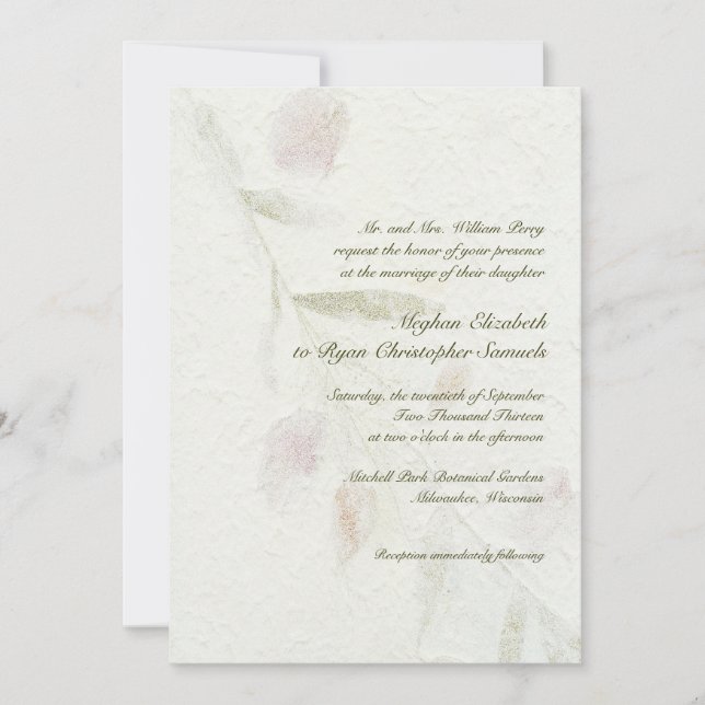 Leafy Botanical Natural Garden Wedding Invitation (Front)