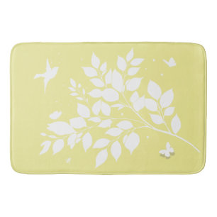 Leafy branch Swallow Butterflies in silhouette  Bath Mat