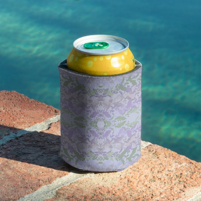 Leafy Creeping Vine Drawing Pattern With Pastels Can Cooler (In Situ Pool)