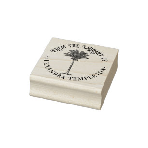 Leafy Date Palm Tree Library Book Name Rubber Stamp