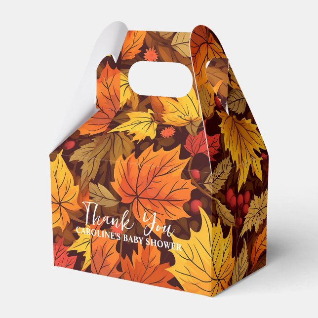 Leafy Delights Fall Baby Shower Invite Favour Box (Front Side)