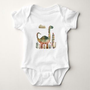 Leafy Dino Scene – Cute Dinosaur Shirt for Kids