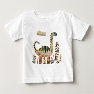 Leafy Dino Scene – Cute Dinosaur Shirt for Kids