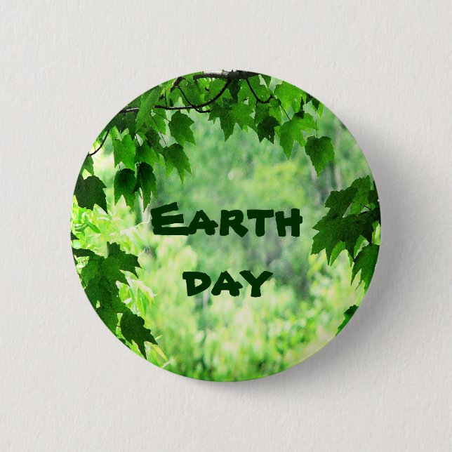 Leafy Earth Day 6 Cm Round Badge (Front)