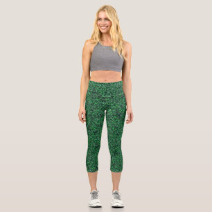 Leafy Elegance Botanical Pattern Capri Leggings
