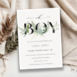 Leafy Fern Succulent Oh Boy Baby Shower Invite<br><div class="desc">For any further customisation or any other matching items,  please feel free to contact me at yellowfebstudio@gmail.com</div>