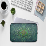 Leafy floral square stick puzzle parameterisation laptop sleeve<br><div class="desc">The eye catching simply floral art,  wrapped in small puzzle-style Aztec mandala sticks. It looks more abstract because I combined rectangular parameter art and the diagonal pattern with a mandala textile pattern behind it. Hopefully,  this simple art can help you live your daily activities with positive thinking.</div>