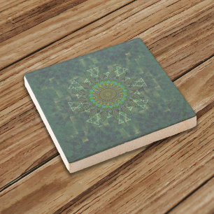 Leafy floral square stick puzzle parameterisation stone coaster