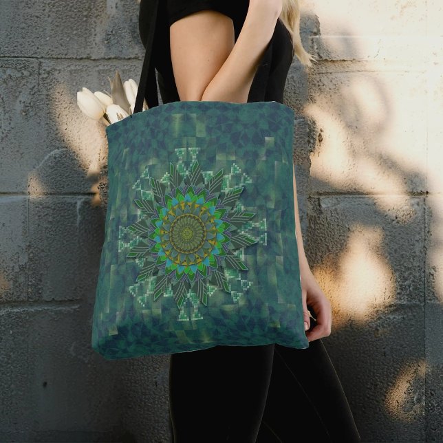 Leafy floral square stick puzzle parameterisation tote bag (Creator Uploaded)