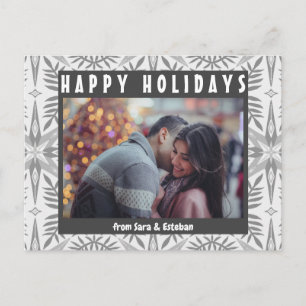 Leafy Geometric Stars CUSTOM PHOTO Holiday Postcard