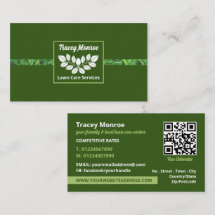 Leafy Grass Strip Design, Lawn Care Services Business Card