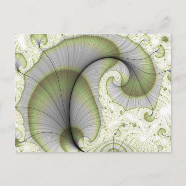Leafy Green Abstract Fractal Pattern Postcard (Front)