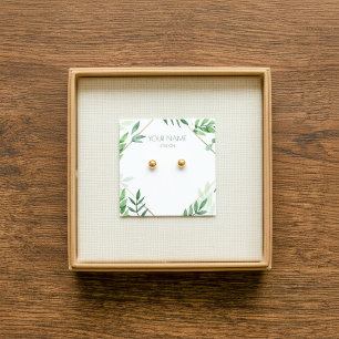 Leafy green and gold border earring display card