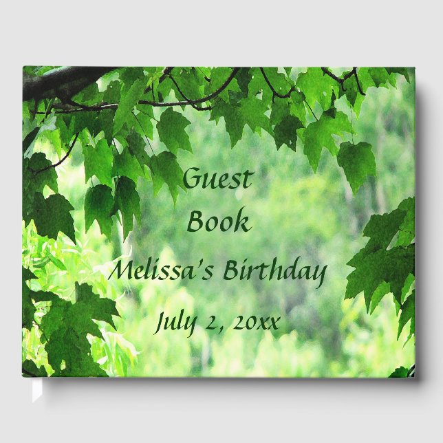Leafy Green Birthday Party Guest Book (Front)