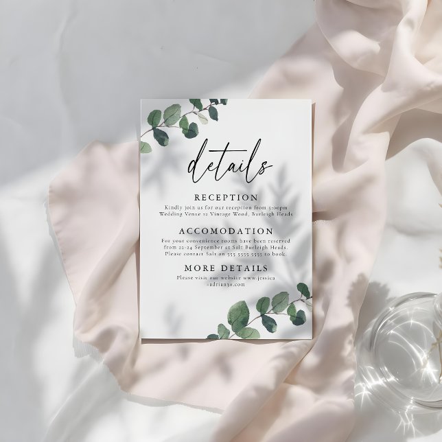 Leafy Green Elegance Wedding Details Enclosure Card (Creator Uploaded)