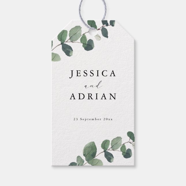 Leafy Green Elegance Wedding Gift Tags (Front)