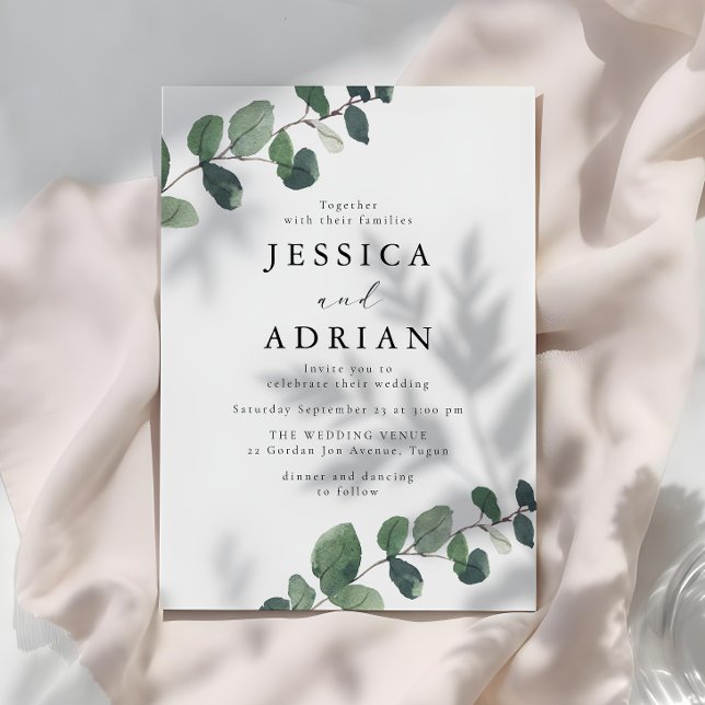 Leafy Green Elegance Wedding Invitation (Creator Uploaded)