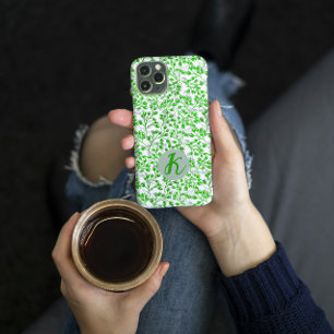 Leafy Green Pattern Modern Elegant Monogrammed Case-Mate iPhone Case