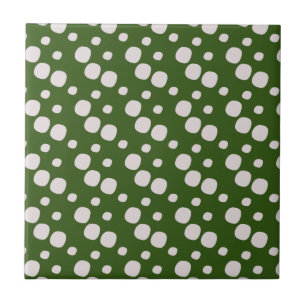 Leafy Green Pink Dots Tile
